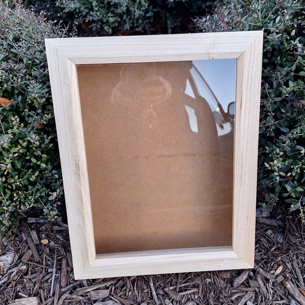 Wood & Glass Wall Display Shelf Shadow Box Rustic Natural Wooden Hanging Frame